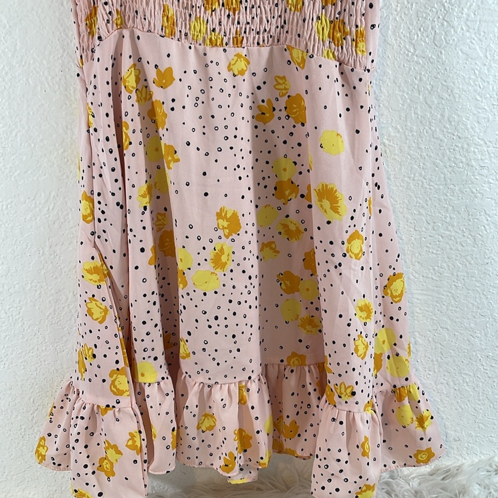 NASTY GAL Petite Floral Polka Dot Tie Mini Dress Size 6 - Picture 8 of 11